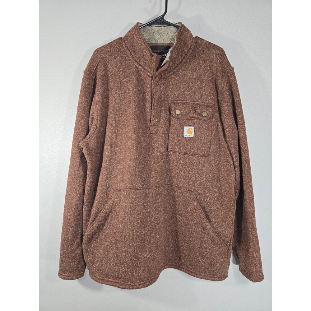 Carhartt Mens Size L Relaxed Fit Midweight Quarter Zip Pocket Sweater Fleece BW